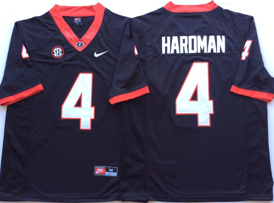 Men Georgia Bulldogs 4 Hardman Black Nike NCAA Jerseys